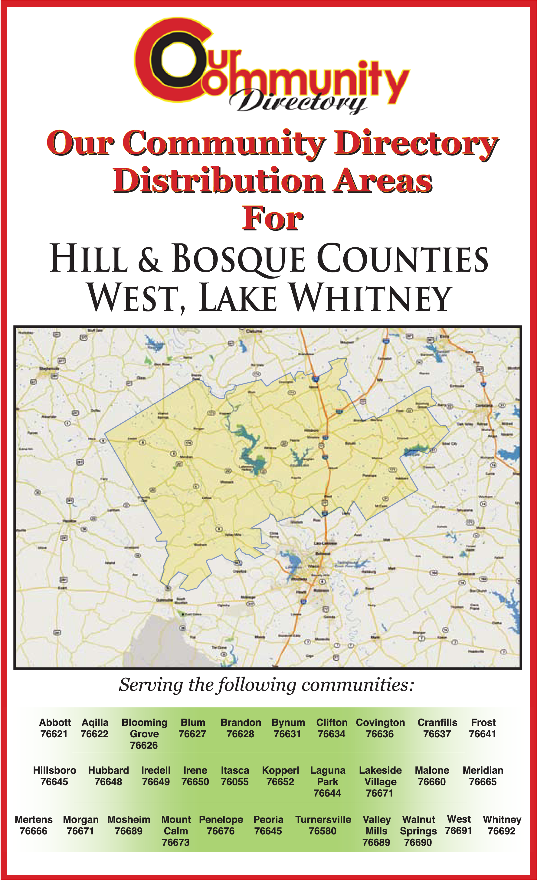 Hill & Bosque, TX Coverage Map
