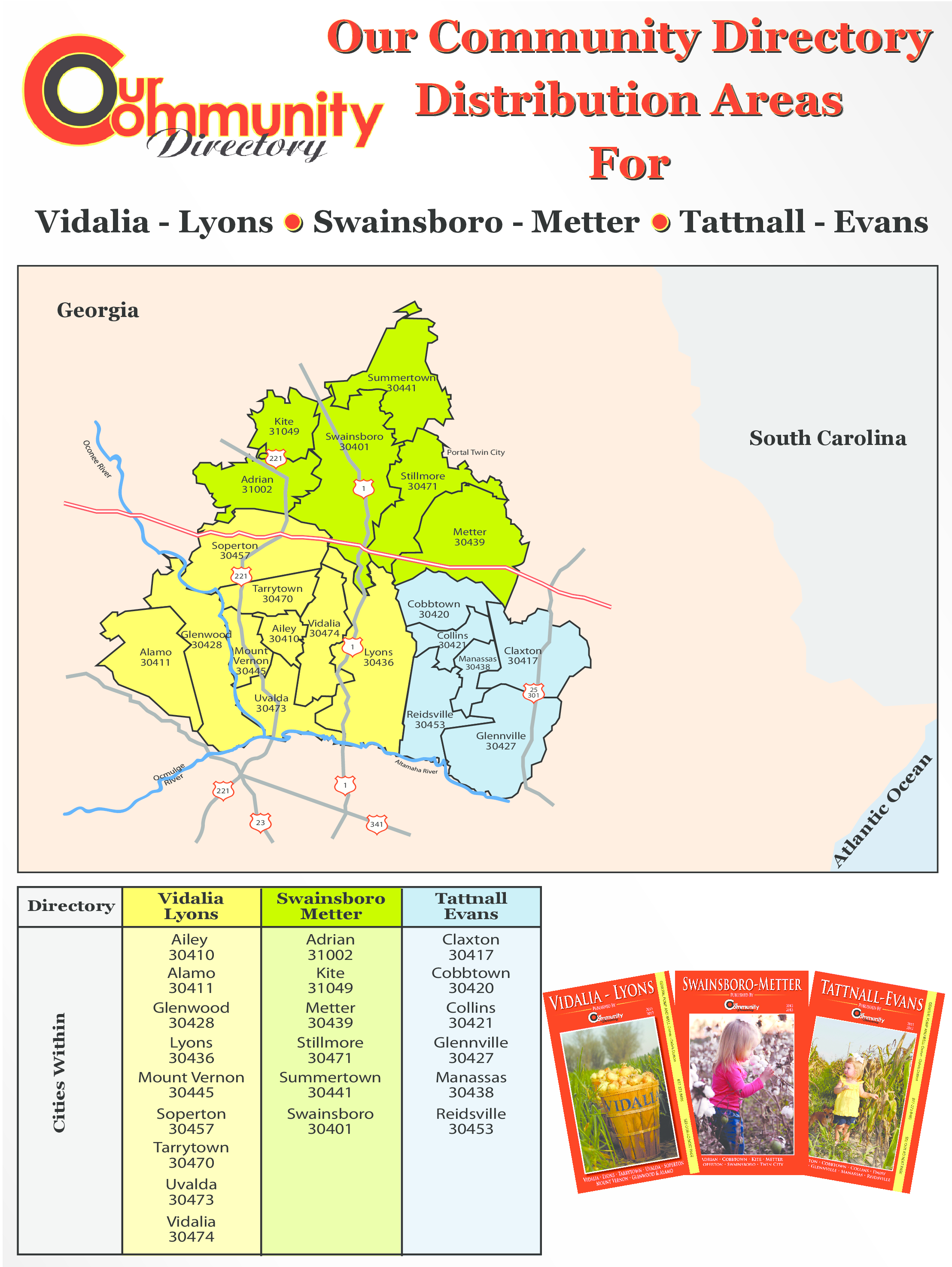 Swainsboro-Metter, Vidalia-Lyons, Tattnall-Evans, GA Coverage Map
