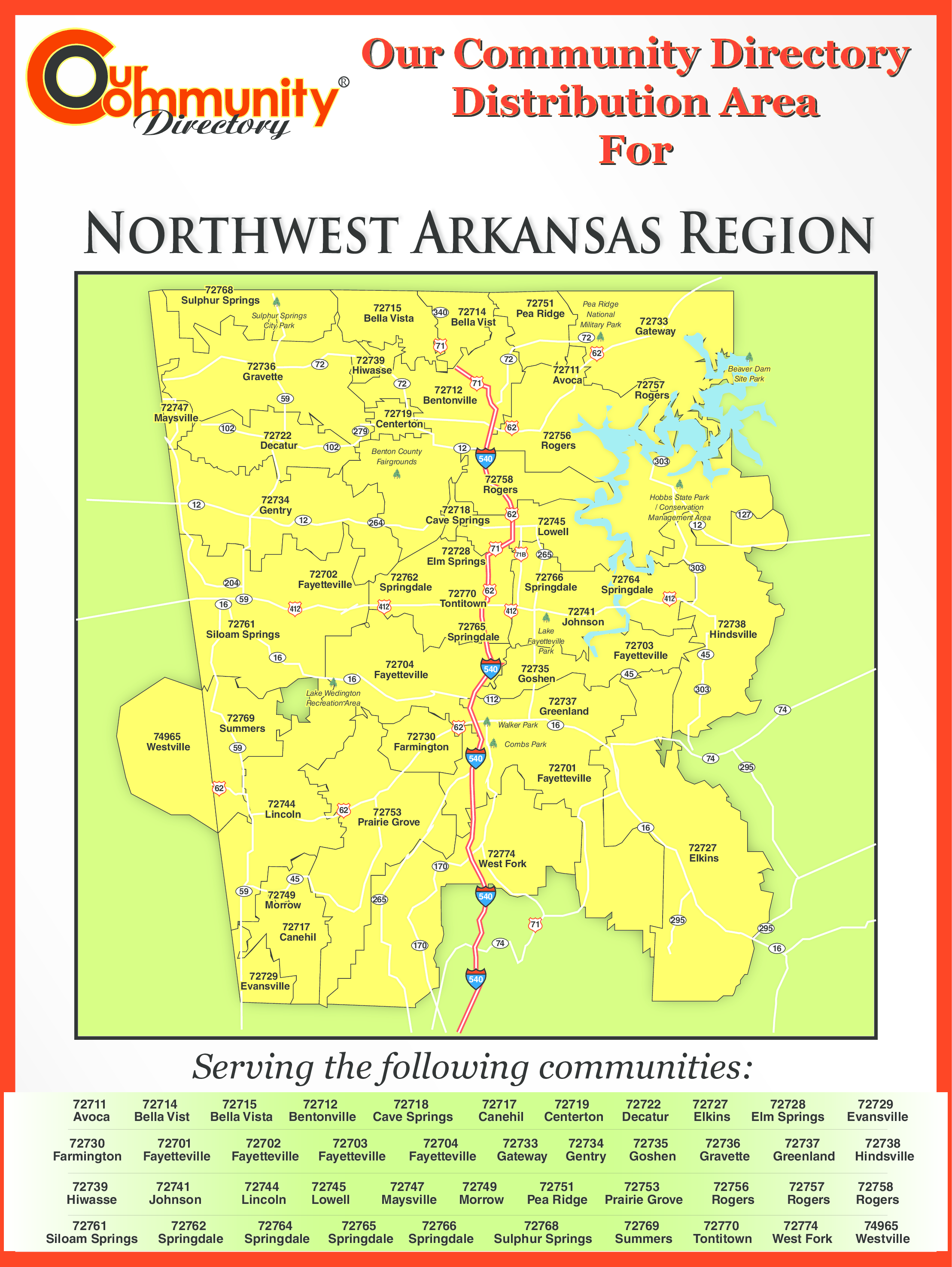 Northwest Arkansas  Regional Directory Coverage Map